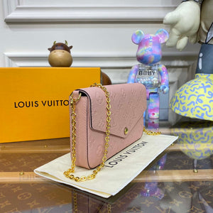 LV M82608 Louis Vuitton Felicie Pochette Monogram Empreinte Bag Rose Pink - Default Title - View 3