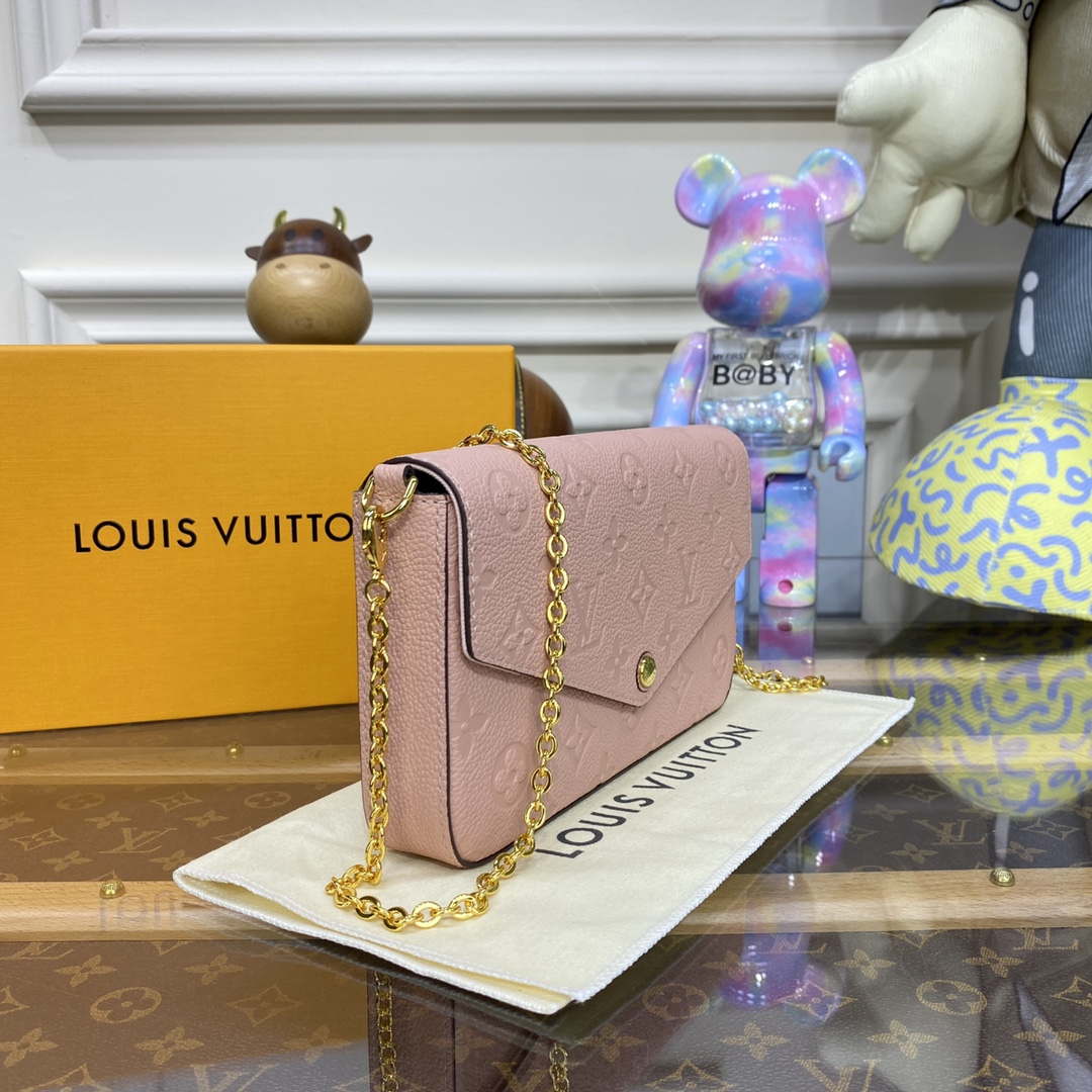 LV M82608 Louis Vuitton Felicie Pochette Monogram Empreinte Bag Rose Pink