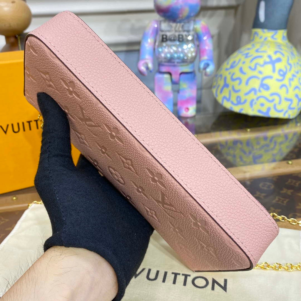 LV M82608 Louis Vuitton Felicie Pochette Monogram Empreinte Bag Rose Pink