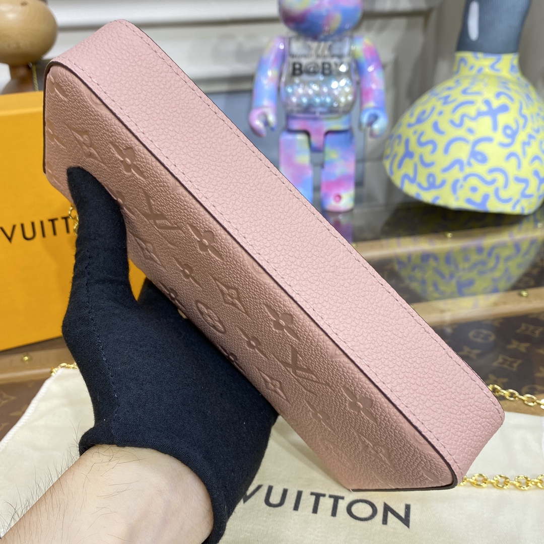 LV M82608 Louis Vuitton Felicie Pochette Monogram Empreinte Bag Rose Pink