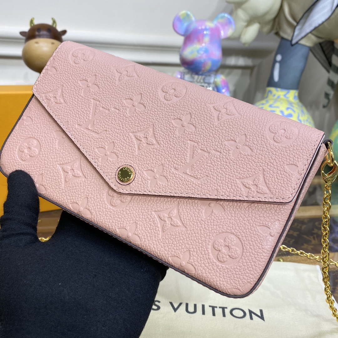 LV M82608 Louis Vuitton Felicie Pochette Monogram Empreinte Bag Rose Pink - Default Title - View 5