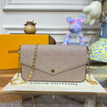 LV M82609 Louis Vuitton Felicie Pochette Monogram Empreinte Bag Tourterelle Beige