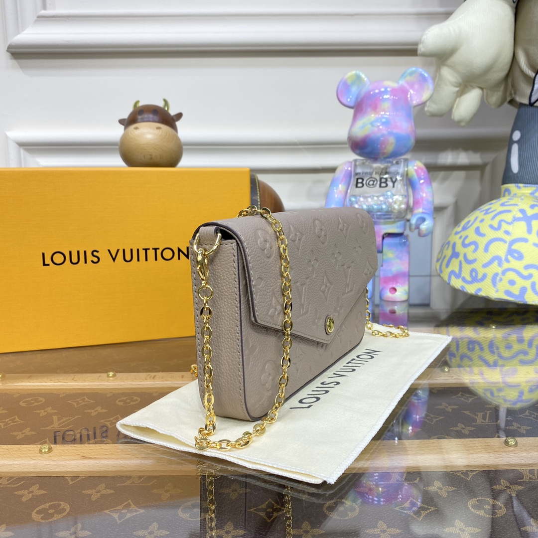 LV M82609 Louis Vuitton Felicie Pochette Monogram Empreinte Bag Tourterelle Beige - Default Title - View 3