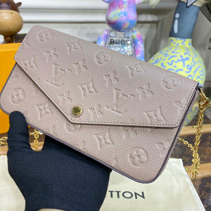 LV M82609 Louis Vuitton Felicie Pochette Monogram Empreinte Bag Tourterelle Beige - Default Title - View 5