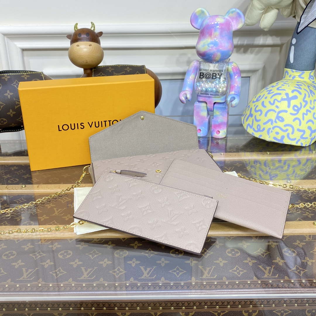 LV M82609 Louis Vuitton Felicie Pochette Monogram Empreinte Bag Tourterelle Beige - Default Title - View 8