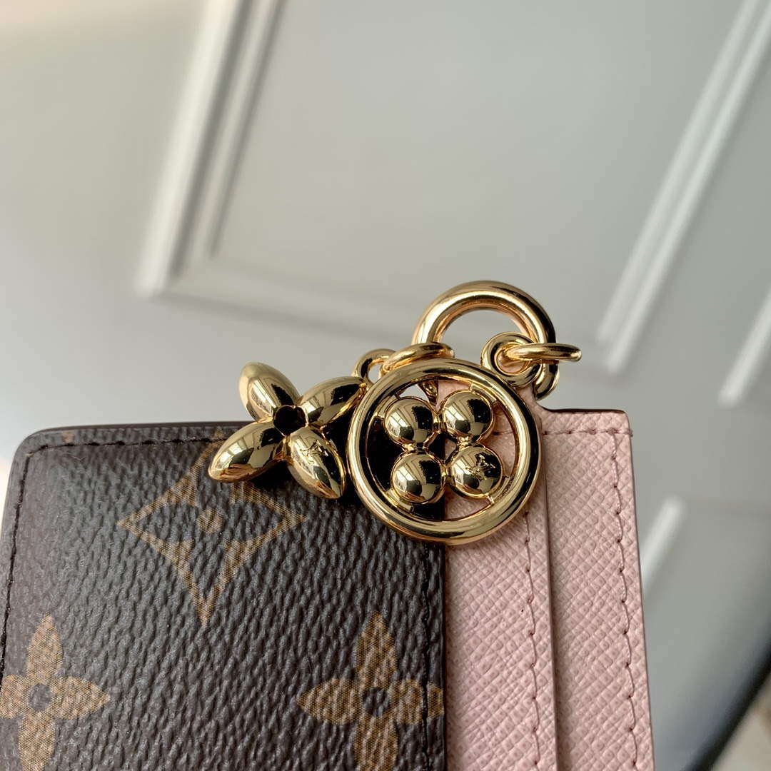 LV M82739 Louis Vuitton LV Charms Card Holder Rose Ballerine Pink