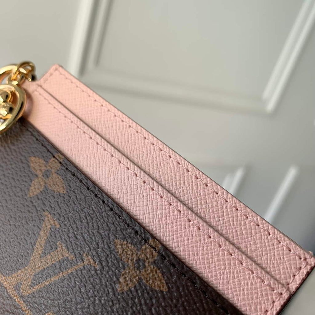 LV M82739 Louis Vuitton LV Charms Card Holder Rose Ballerine Pink