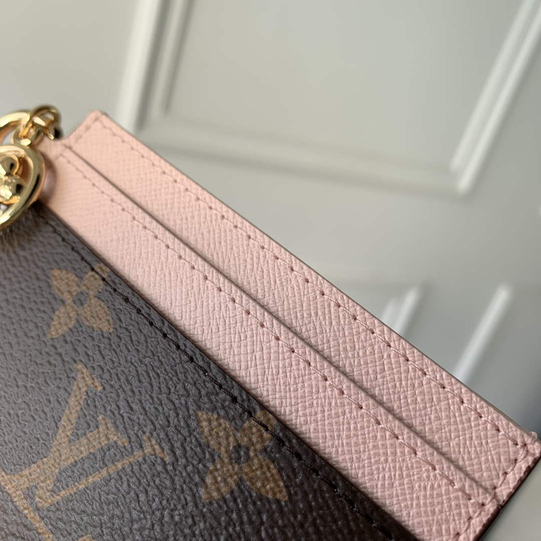 LV M82739 Louis Vuitton LV Charms Card Holder Rose Ballerine Pink