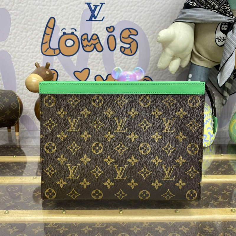 LV M82854 Louis Vuitton Pochette Voyage MM Bag Green - Default Title - View 1