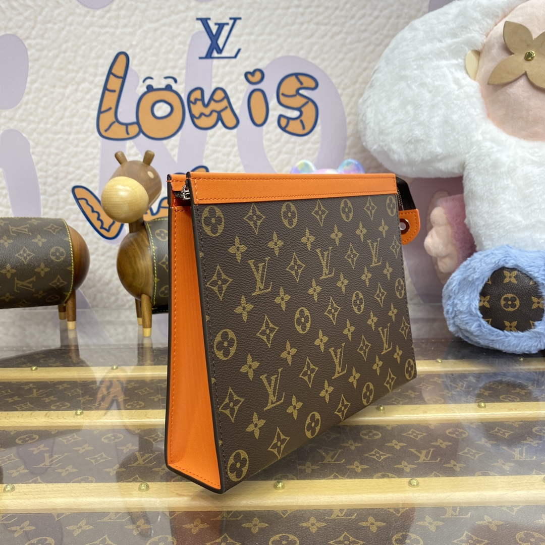 LV M82855 Louis Vuitton Pochette Voyage MM Bag Orange - Default Title - View 3