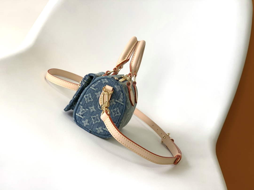 LV M82950 Louis Vuitton Nano Speedy Handbag Monogram Denim - Default Title - View 3