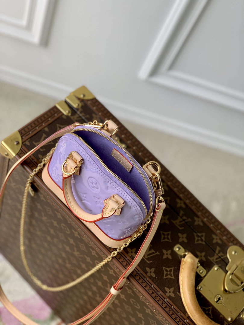 LV M82974 Louis Vuitton Nano Alma Handbag Glossy Lilac - Default Title - View 9