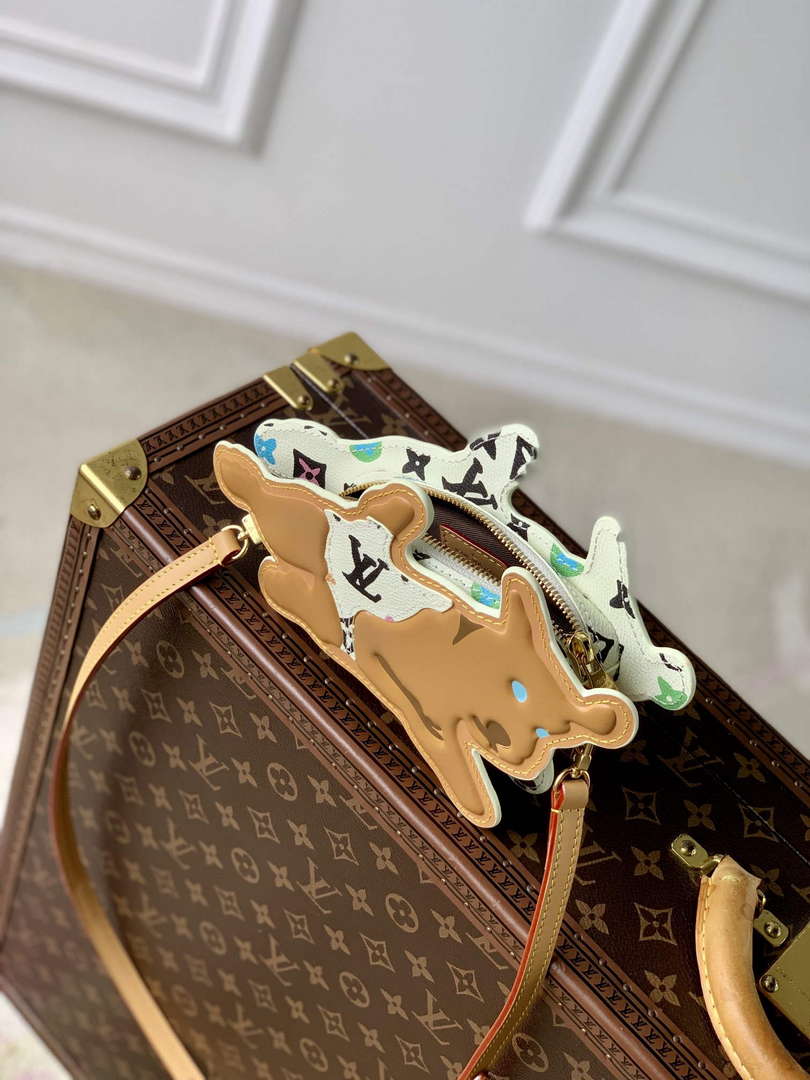 LV M83342 Louis Vuitton Playful Dog On Strap Wearable Wallet White