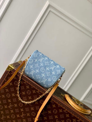 LV M83353 Louis Vuitton Mini Bumbag Monogram Empreinte Denim Blue - Default Title - View 3