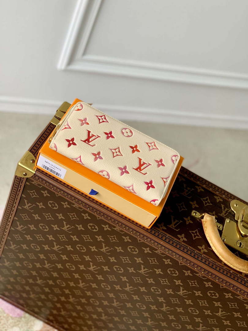 LV M83505 Louis Vuitton Zippy Wallet Sunrise Aquarelle Beige