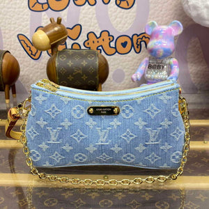 LV M83532 Louis Vuitton Liv Pochette Monogram Denim Bag Sky Blue - Default Title - View 1