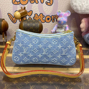 LV M83532 Louis Vuitton Liv Pochette Monogram Denim Bag Sky Blue - Default Title - View 2
