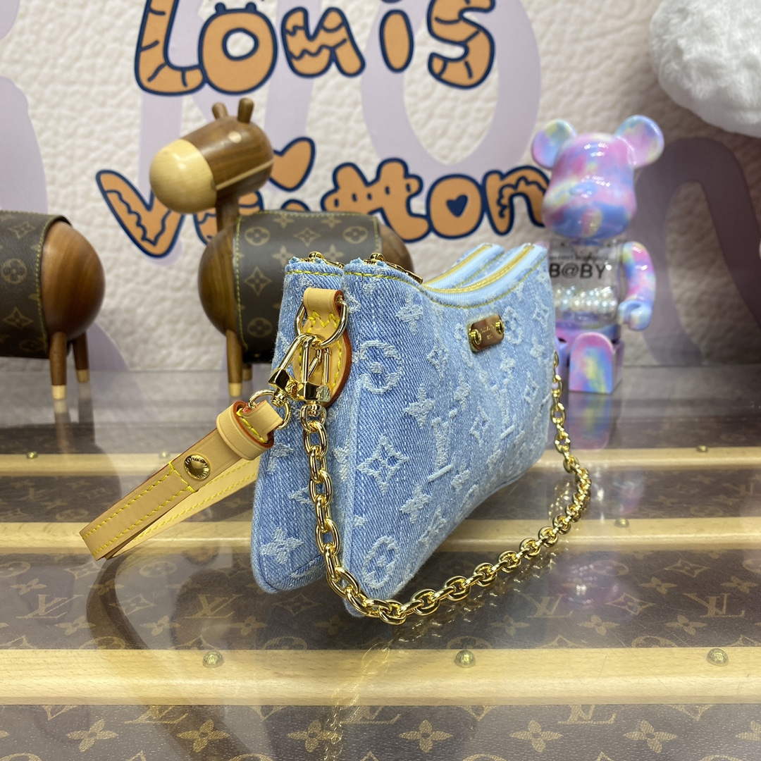 LV M83532 Louis Vuitton Liv Pochette Monogram Denim Bag Sky Blue - Default Title - View 3
