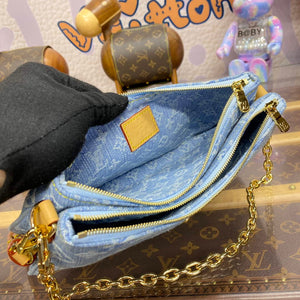 LV M83532 Louis Vuitton Liv Pochette Monogram Denim Bag Sky Blue - Default Title - View 9