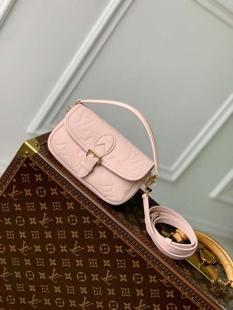 LV M83566 Louis Vuitton Nano Diane Bag Monogram Empreinte leather Opale Pink - Default Title - View 1