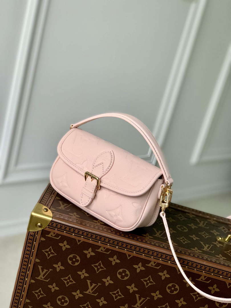 LV M83566 Louis Vuitton Nano Diane Bag Monogram Empreinte leather Opale Pink