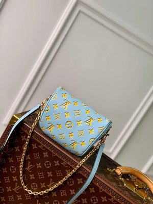 LV M83694 Louis Vuitton Mini Bumbag Monogram Empreinte Blue with Yellow - Default Title - View 3