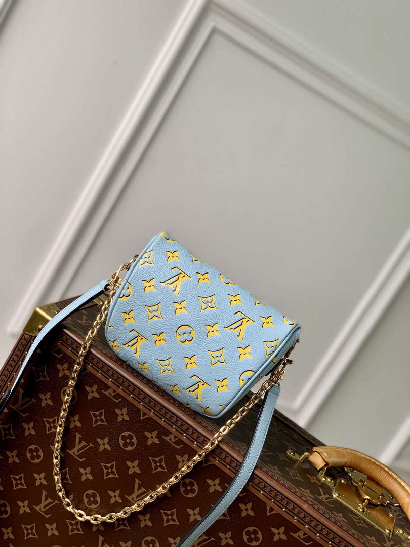 LV M83694 Louis Vuitton Mini Bumbag Monogram Empreinte Blue with Yellow - Default Title - View 3