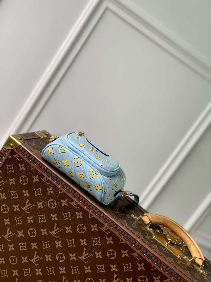 LV M83694 Louis Vuitton Mini Bumbag Monogram Empreinte Blue with Yellow