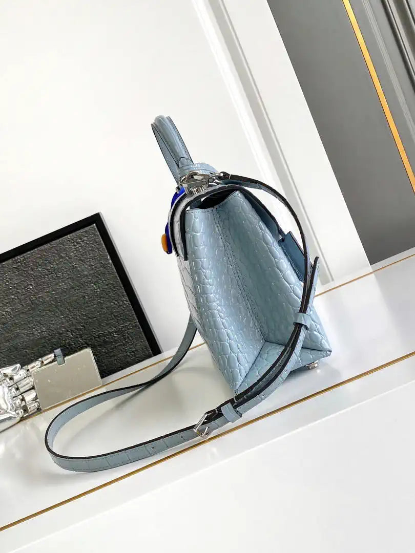 LV M84714 Louis Vuitton Crocodile pattern MM Light Blue