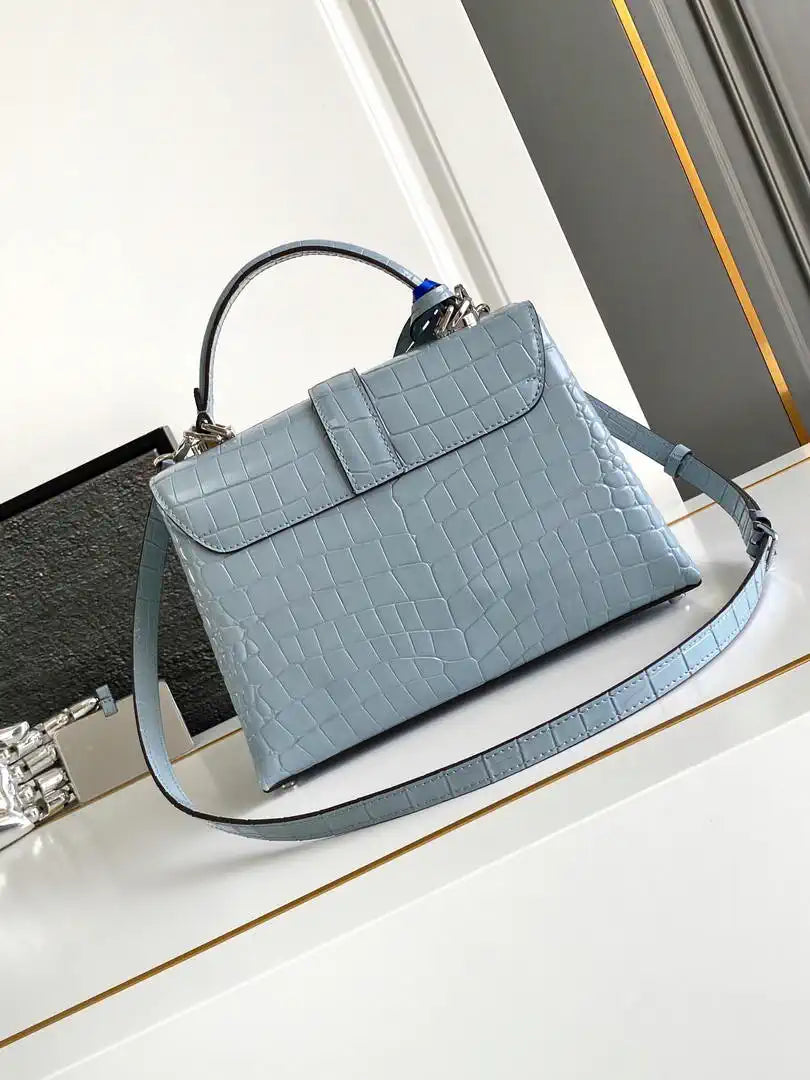 LV M84714 Louis Vuitton Crocodile pattern MM Light Blue