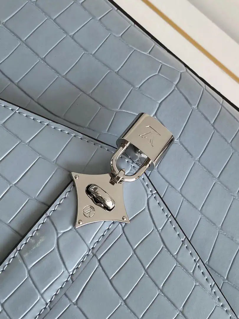 LV M84714 Louis Vuitton Crocodile pattern MM Light Blue