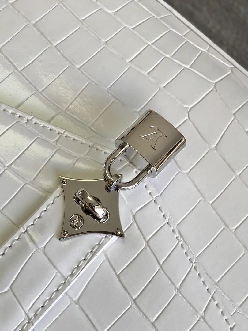 LV M84714 Louis Vuitton Crocodile pattern MM White
