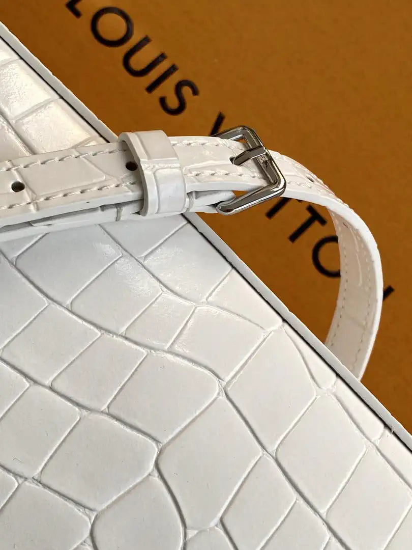 LV M84714 Louis Vuitton Crocodile pattern MM White
