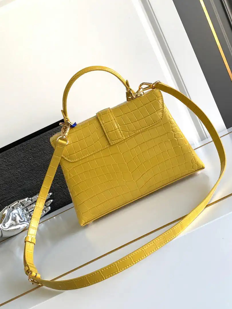 LV M84714 Louis Vuitton Crocodile pattern MM Yellow