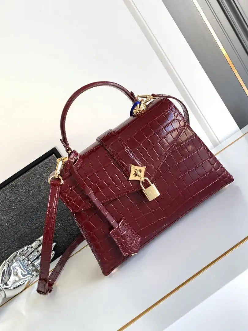 LV M84714 Louis Vuitton Crocodile pattern Wine Red