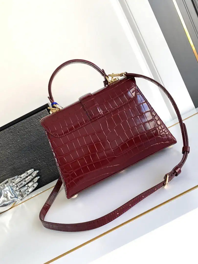 LV M84714 Louis Vuitton Crocodile pattern Wine Red
