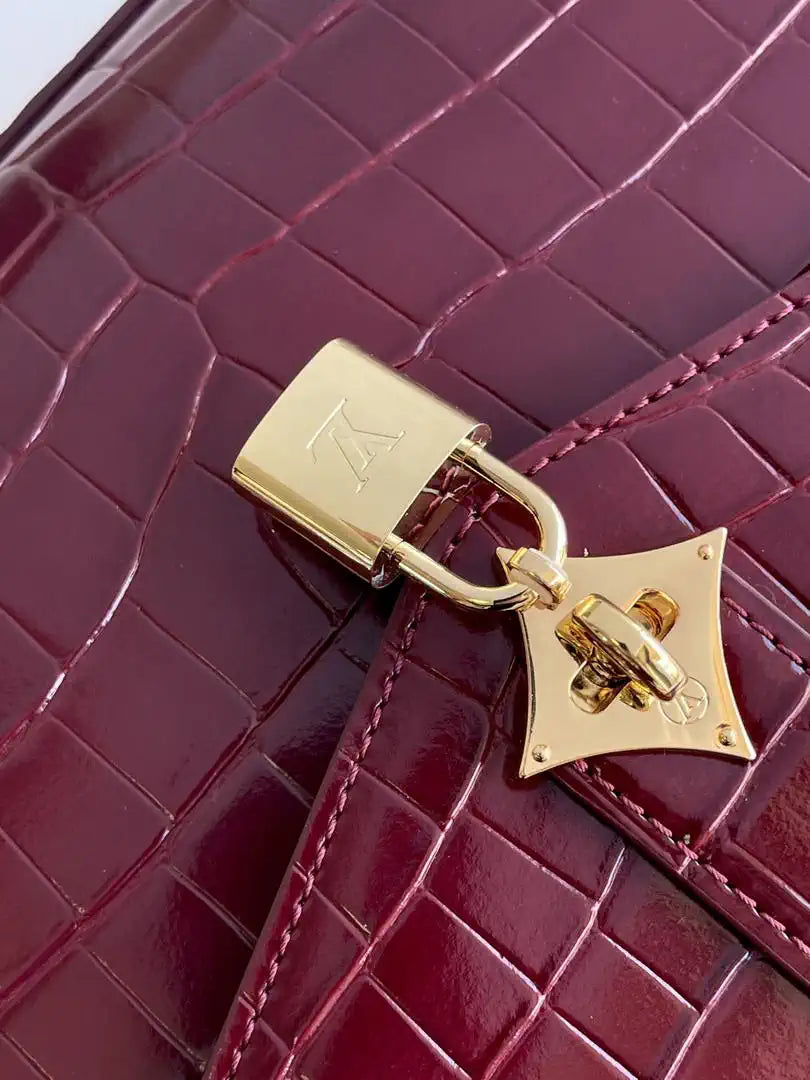 LV M84714 Louis Vuitton Crocodile pattern Wine Red