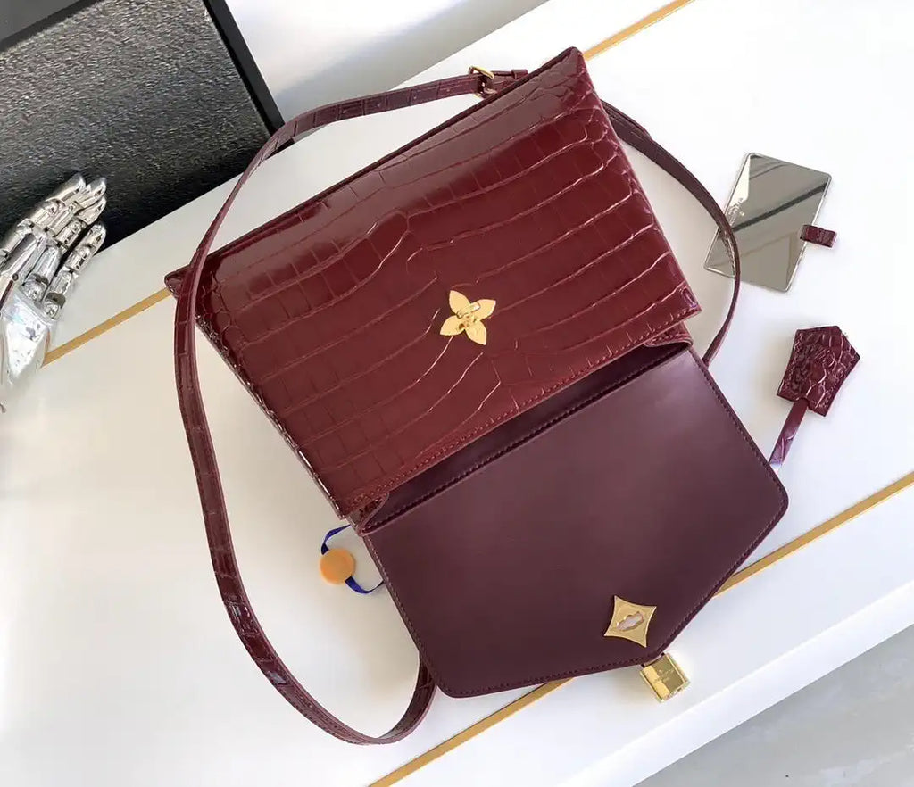 LV M84714 Louis Vuitton Crocodile pattern Wine Red