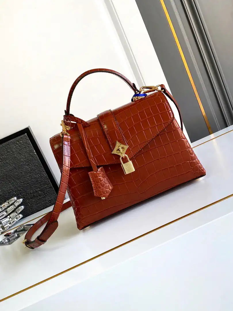 LV M84714 Louis Vuitton Crocodile pattern MM Brown