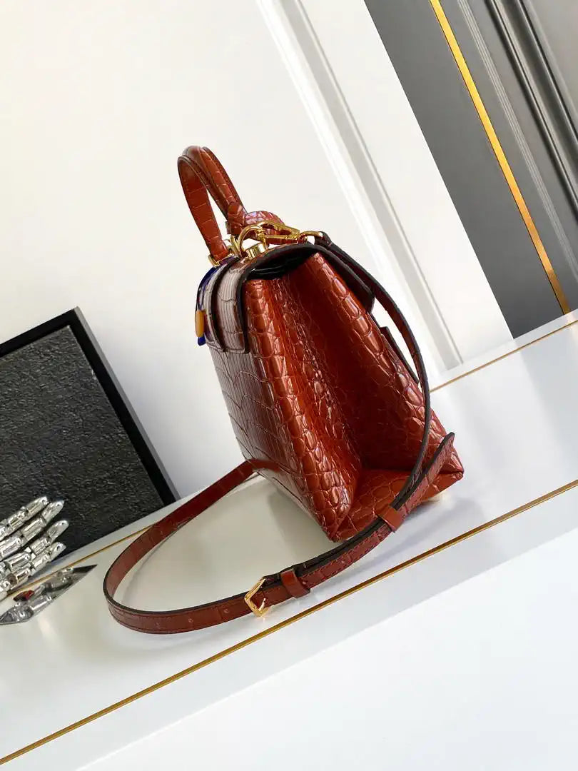 LV M84714 Louis Vuitton Crocodile pattern MM Brown