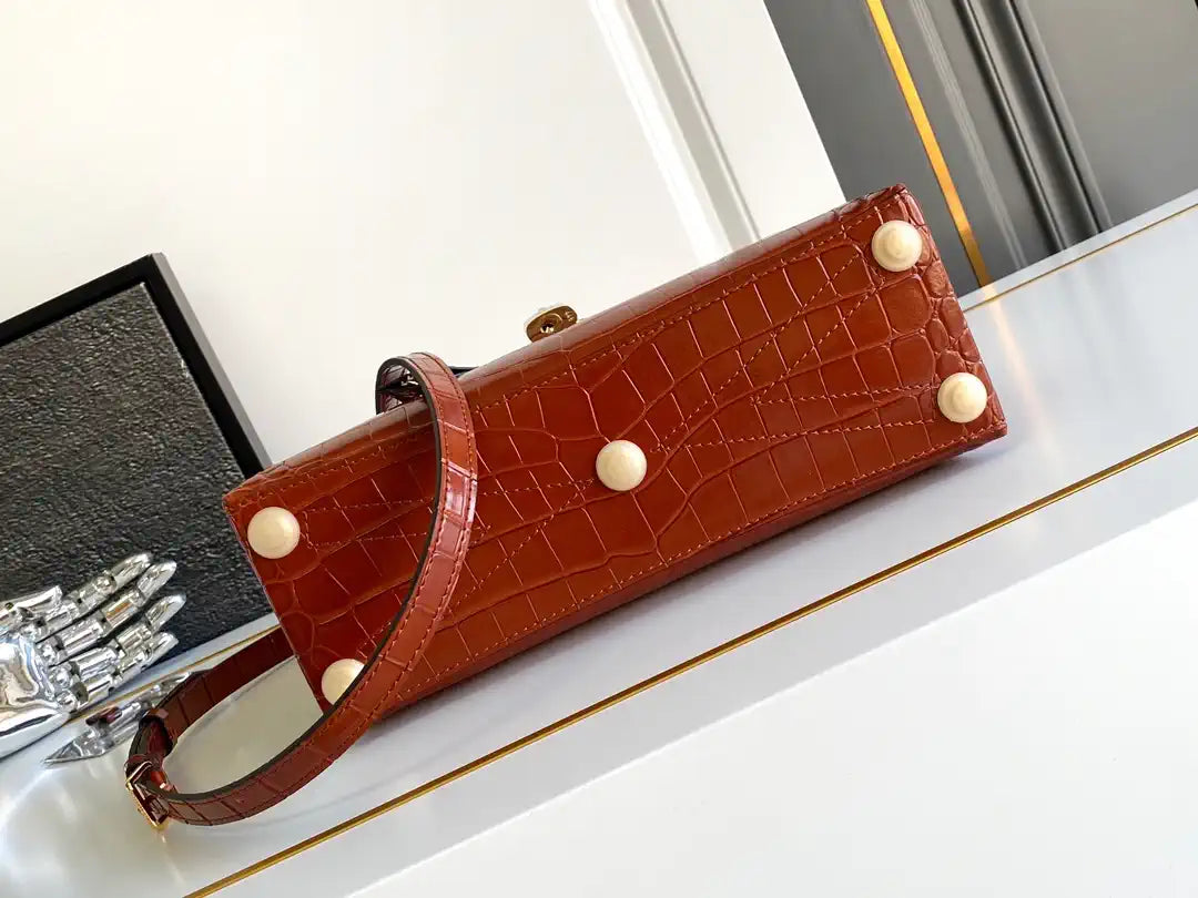 LV M84714 Louis Vuitton Crocodile pattern MM Brown