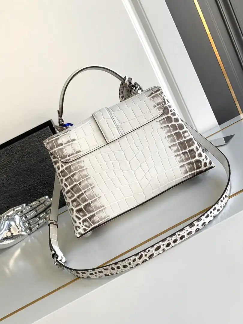 LV M84714 Louis Vuitton Crocodile pattern MM White &Gray