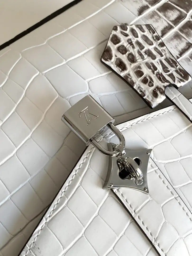 LV M84714 Louis Vuitton Crocodile pattern MM White &Gray