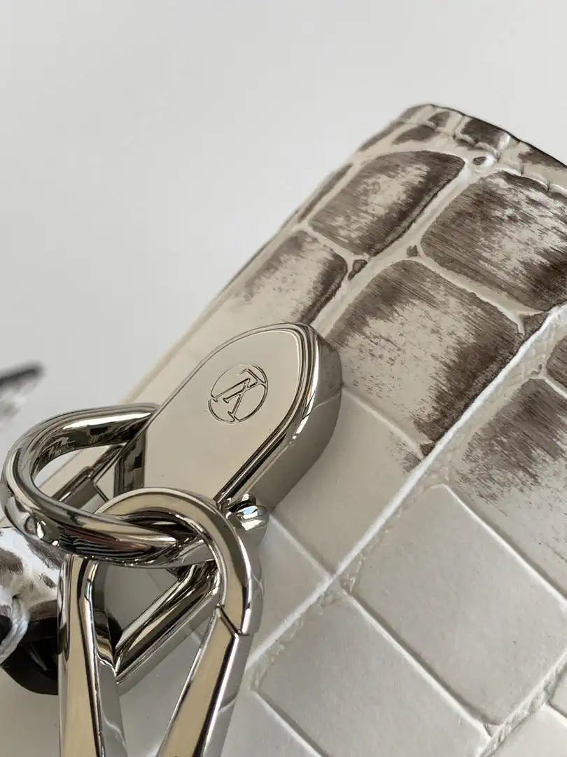 LV M84714 Louis Vuitton Crocodile pattern MM White &Gray