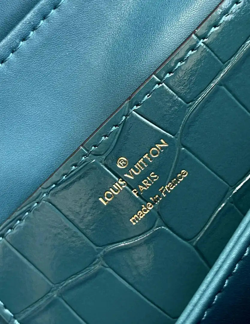 LV M84714 Louis Vuitton Crocodile pattern MM Turquoise