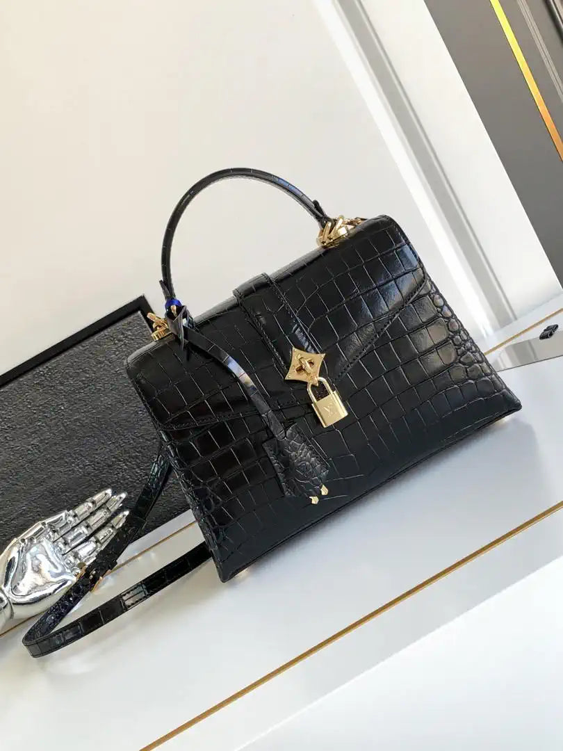 LV M84714 Louis Vuitton Crocodile pattern MM Black
