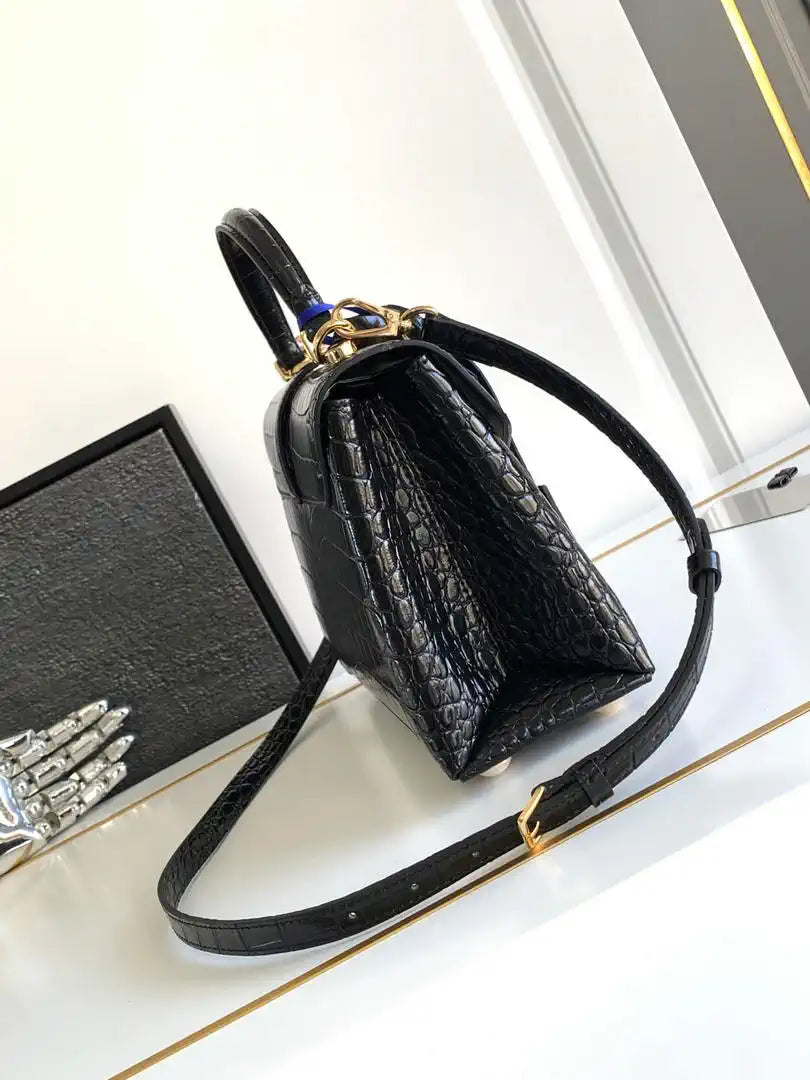LV M84714 Louis Vuitton Crocodile pattern MM Black
