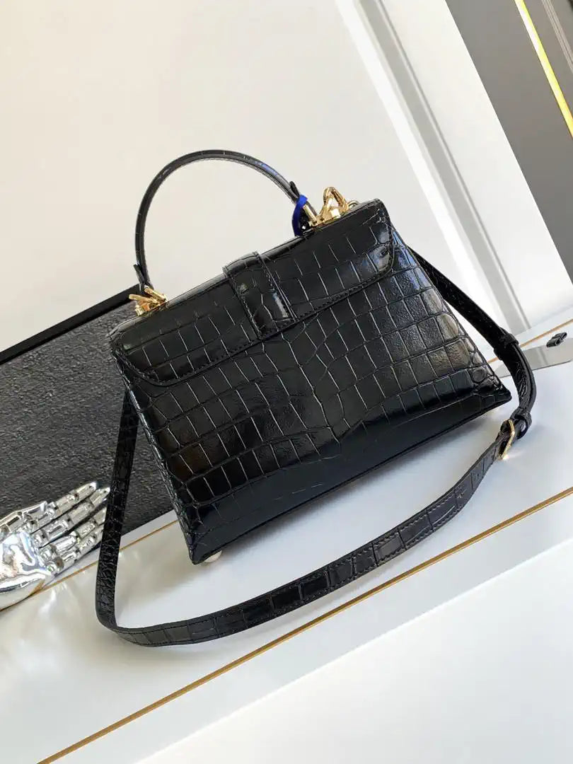 LV M84714 Louis Vuitton Crocodile pattern MM Black