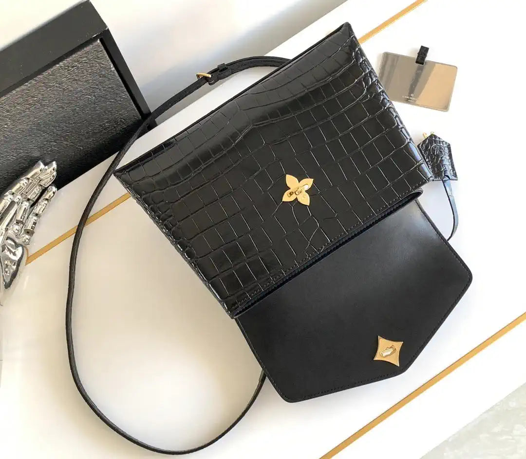 LV M84714 Louis Vuitton Crocodile pattern MM Black