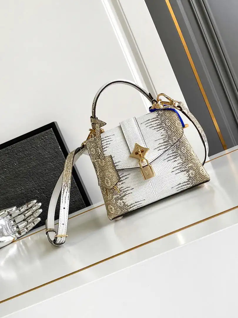 LV M87094 Louis Vuitton lizard leather BB Gilding